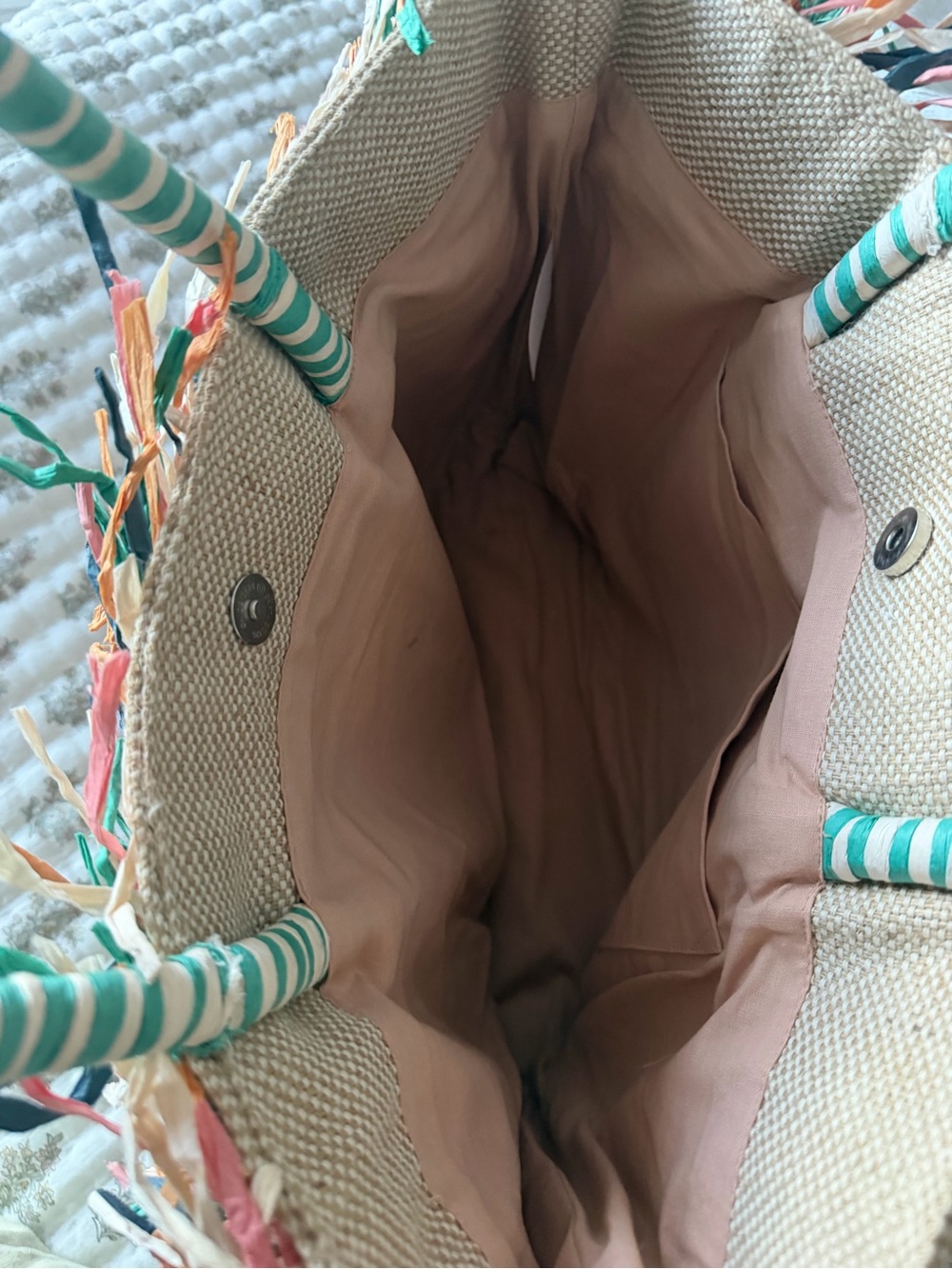 Multicolor Fringe Straw Tote Bag - Picture 3 of 7